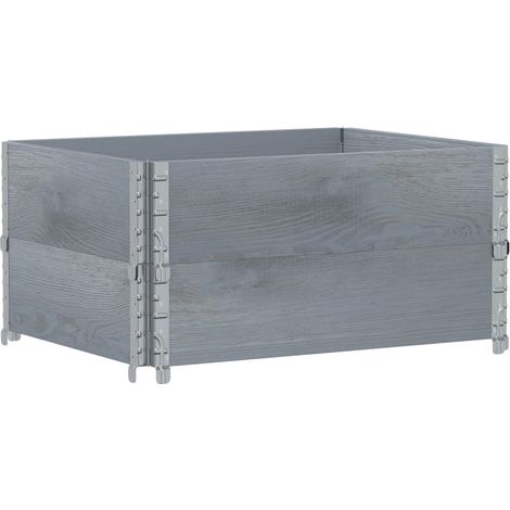 Colliers de palette 2 pcs gris 80x60 cm bois de pin solide
