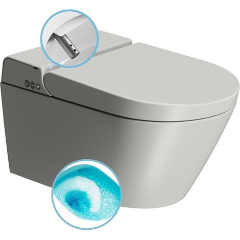 WC suspendu WCLEAN Swirlflush avec bidet électronique intégré, cenere dual-mat (1/4)