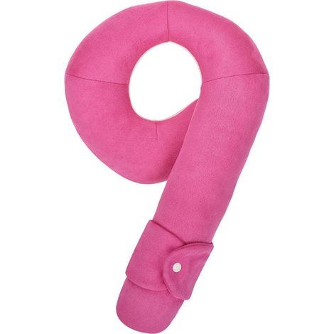 Coussin de voyage enfant rose, appui-tête doux pour voiture et avion (1/5)