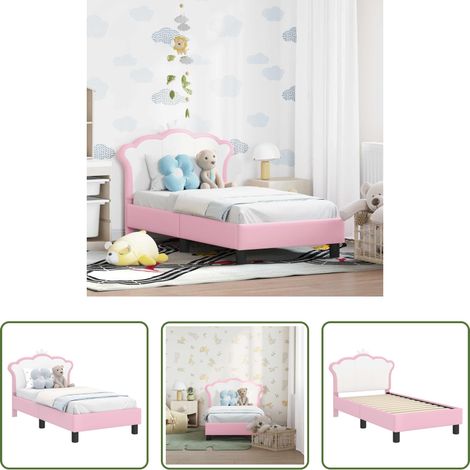 Cadre de lit -  Cadre de lit pour tout-petit avec tête de lit Rose 70 x 140 cm (1/5)