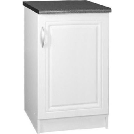 Tendencio – Meuble de cuisine bas 60 cm avec 1 porte et 1 étagère – Mélaminé blanc – Optimisé pour rangement efficace – Dimensions compactes