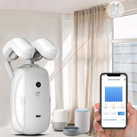 Smart Automatic Curtain Opener, Electronic Curtain Opener, Remote Control with App/Timer/Voice, Automatic Light Sensor, Add Gateways, For Google Alexa, No Remote Required (1/4)