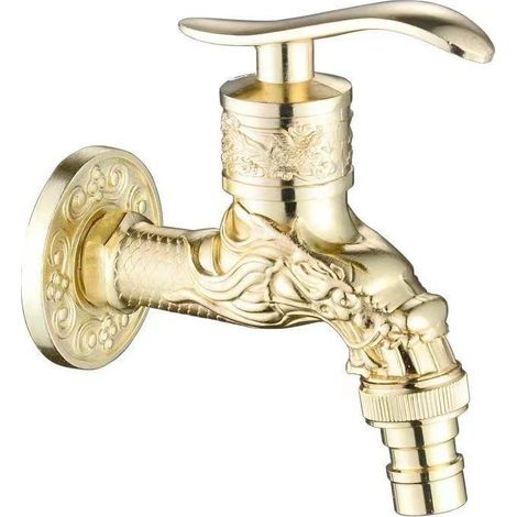 Robinet extérieur jardin bibcock robinet balcon machine à laver robinet vintage en alliage de zinc 1 / 2 "interface(Vieux âge) (1/5)