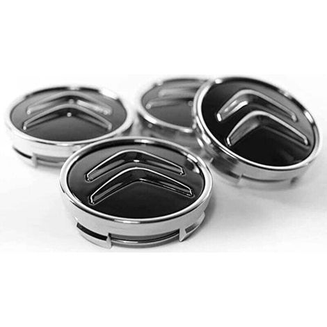 Enjoliveurs et jantes 4 pièces couvercles de moyeu pour Citroën 60mm C1 C2 C3 C4 C5 couvercle de moyeu ABS couvercle de roue centrale ABS accessoires de voiture noir (1/4)