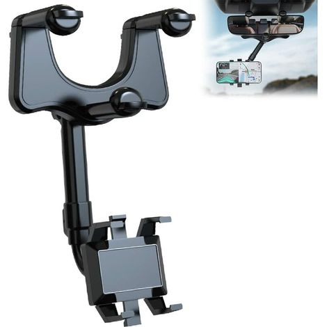 Support Telephone Voiture Retroviseur, 360°Rotatif Rétractable Support Smartphone Voiture, Support Portable Voiture pour Smartphone de 4 à 6,7 Pouces (1/4)