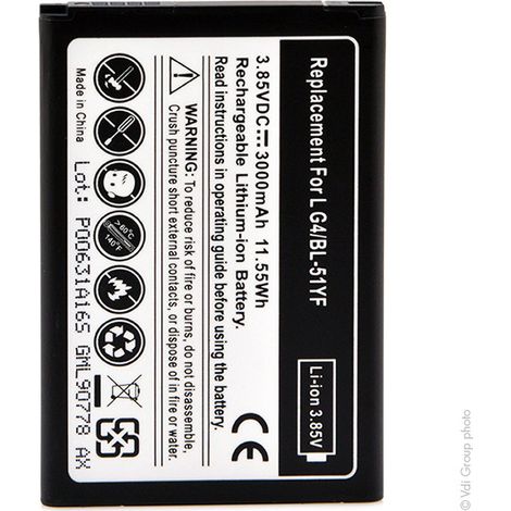 NX - Batterie téléphone, smartphone, GSM pour LG 3.85V 3000mAh - BL-51YFEAC62858501BL- (1/3)