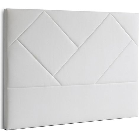 Home Heavenly® - Cabecero EUPA tapizado en tela o polipiel, diseño asimétrico moderno y estructura acolchada, en 150 y 160 cm  Color: Blanco 150 cm (1/3)