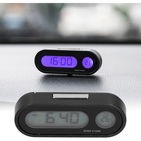 Thermomètre Voiture Digital avec Éclairage LED et Double Affichage pour Dashboard Auto - Chronomètre Électronique Étanche Multi-Fonctions Miniature (1/5)