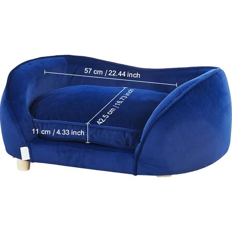 Haustiersofa, bequemes Samtbett, robuste Verarbeitung, blau, 71 x 51 x 30 cm (1/2)