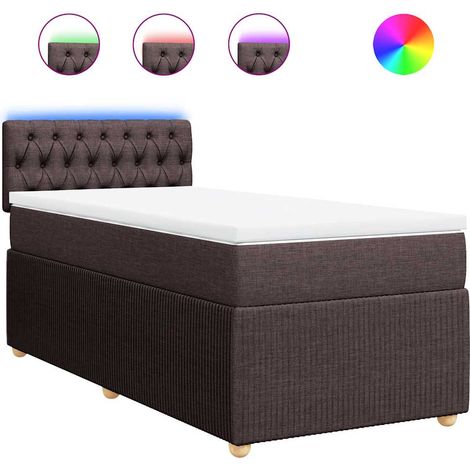 Maison Exclusive - Cama box spring con colchón tela marrón oscuro (1/5)
