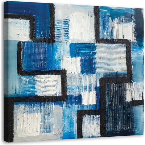 Tableau sur toile Bleu Carré Abstraction 30x30 (1/5)