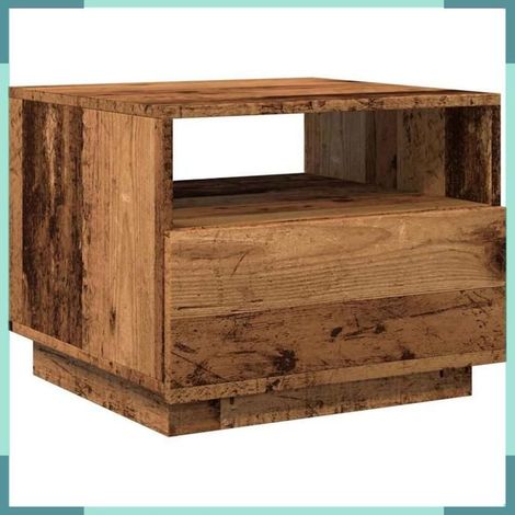 857708 Table basse avec lumières LED vieux bois 50x49x40 cm (1/5)