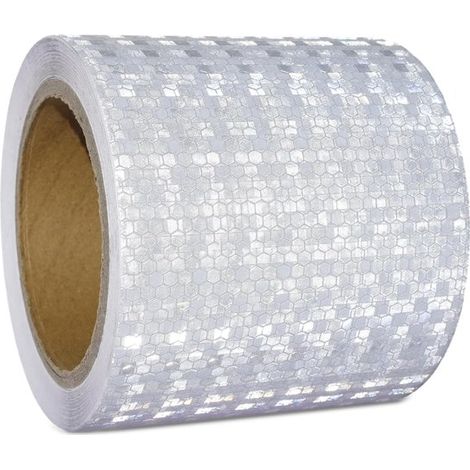 Reflektierende Aufkleber – Reflektierendes Klebeband – Zuschneidbare Universal-Sicherheitsstreifen – für Fahrzeuge, Außenbereich – 10 cm x 10 m – Weiß (1/5)