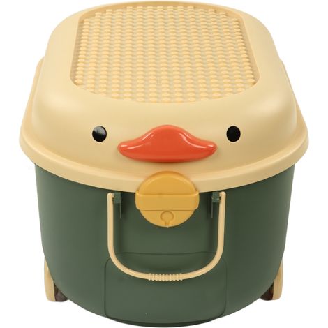 Boîte de Rangement Jouets Canard avec Roulettes, Organisateur Vêtements Enfant Vert Grande Capacité (1/5)
