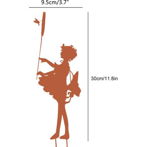 Piquets décoratifs de jardin en métal, silhouette de fée, décoration printanière pour jardin extérieur (1/5)