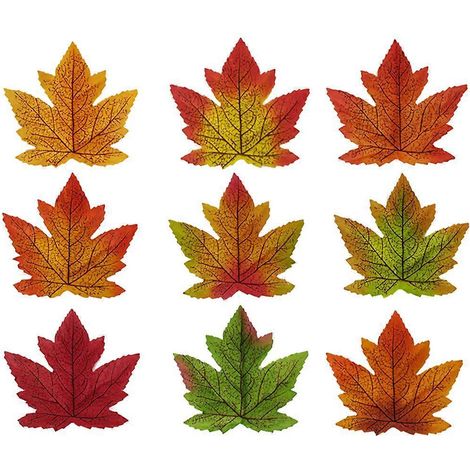 Lot de 2 feuilles d'automne en soie pour décoration de Noël, décoration de table pour Thanksgiving, feuilles d'érable d'automne-10X10CM