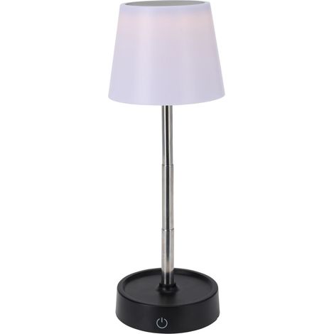 LED Akku Touch Leuchte dimmbar und höhenverstellbar - H 12-30 x 10 cm - Kunststoff Tischleuchte warm weiß mit Teleskopständer - Nachttisch Schreibtischlampe