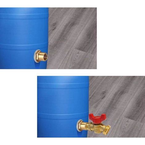 Robinet Vanne Quart de Tour pour Récupérateur d'Eau, 1/2 Pouce, Laiton avec Raccord de Traversée Étanche (1/5)