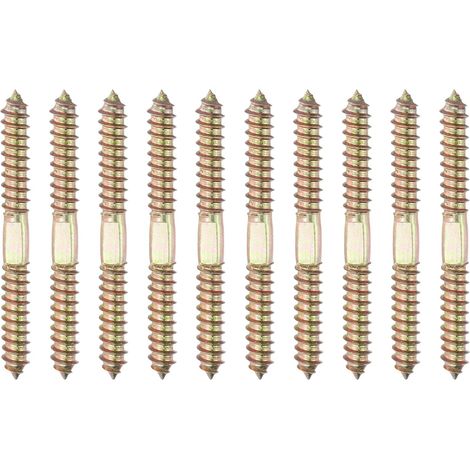 10 Pcs Vis Double Extrémités M10 x 100 Mm Couleur Zinc (1/5)