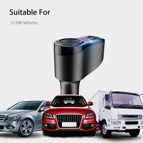 Dual-USB-Kfz-Ladegerät 12V-24V, Zigarettenanzünderadapter mit Verteilerstecker, 2-fach Steckdosenleiste (1/4)