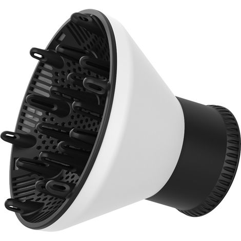 Diffusore universale per capelli con attacco regolabile per asciugacapelli, adatto a bocchette con diametro da 4,2 a 6 cm (bianco) (1/5)