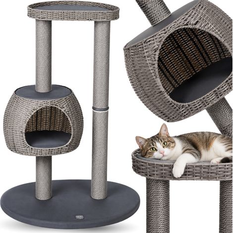 Rascador para gatos de exterior Karlie Nicky, 110 cm, poliratán, para balcón o terraza, Premium, 77x57 cm. (1/5)