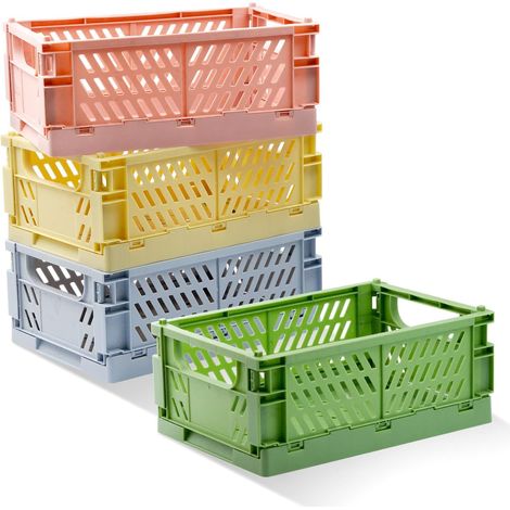 Confezione da 4 piccoli contenitori colorati per camera da letto, ufficio, aula, bagno, scrivania, cassetto, organizer decorativo (9,8 x 6,5 x 3,8 pollici)