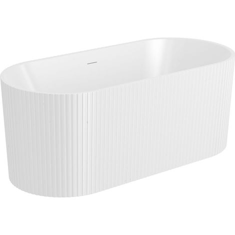 Modern Curved Back To Wall Bath, 1700 x 486 x 580mm, Gloss White