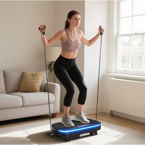 Plataforma vibratoria fitness Bluetooth, 99 niveles, mando a distancia, negra OKMYHOME (1/5)