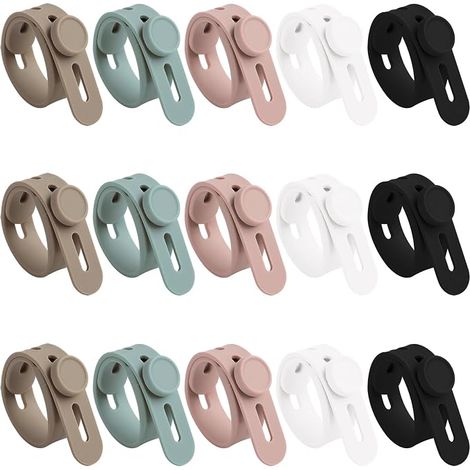 Câblodistribution en silicone réutilisable, câblodistribution avec boucles de verrouillage, organisateur de câble élastique pour la maison, le bureau et les voyages (noir/blanc/puce/bleu/gris) (1/5)