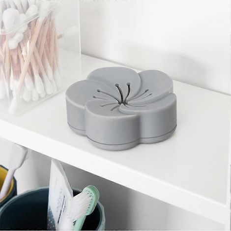 Tragbare Auto-Lufterfrischerpaste mit Aromatherapie-Box in Blütenform (Grau)