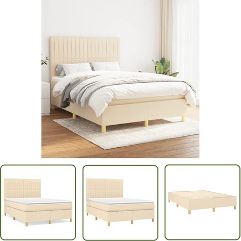 The Living Store Boxspringbett mit Matratze Creme 140x200 cm Stoff - Boxspringbett - Betten - Schlafsofa - Cremefarbenes Bett - Doppelbett (1/5)
