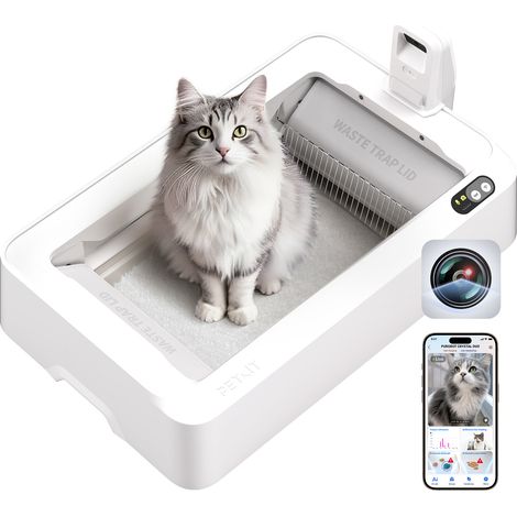 PETKIT Purobot Crystal Duo Weiß Selbstreinigende Katzentoilette mit Kamera, AI-Gesundheitsüberwachung/Geruchskontrolle/Offenes Design, Geeignet für Große Katzen