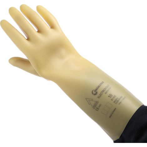 Coverguard – Gants isolants électriques Classe 0 – Taille 10 – Latex naturel – Pour tension jusqu'à 1000 Volts – Résistance mécanique accrue