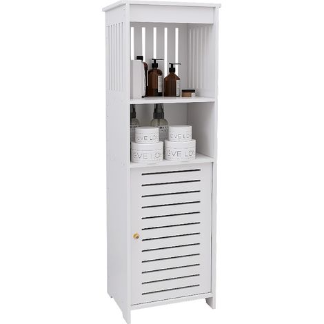 Badezimmerschrank, schmaler Badezimmerschrank, Seitenschrank für Toilette, Schrank für Badezimmer, Wohnzimmer, Schlafzimmer, Büro, Weiß – 25 x 20 x 80 cm (1/5)