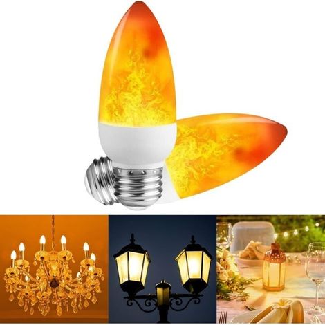 【2 Stück】E27 LED-Kerzenflammenbirne, stimmungsvolle Dekoration
