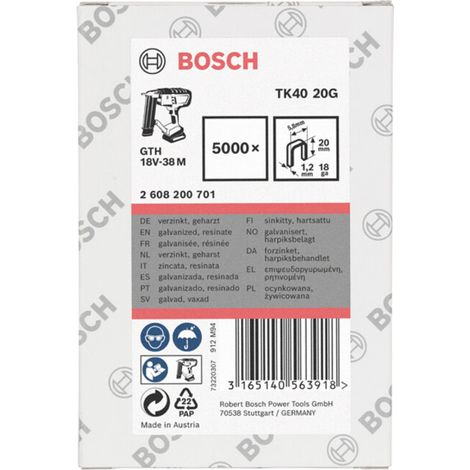 Bosch Agrafe TK40 20G, 1,2 mm, 20 mm, galvanisée -2608200701 (1/3)