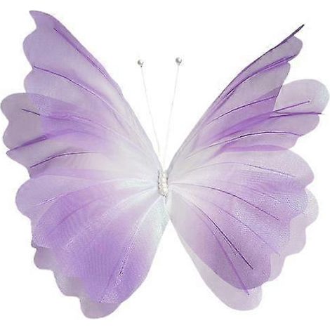 Grand papillon artificiel en gaze, simulation papillon 3D avec fausses perlesviolet (1/5)