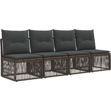 Sofá de 4 plazas 4 pcs 4-Número de plazas Gris ratán sintético (1/5)