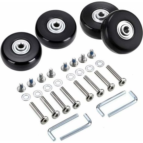 4 ruedas de repuesto de 45x18 mm para maletas, ruedas de repuesto negras equipaje Samsonite, ruedas giratorias goma kits reparación rodamientos (1/5)