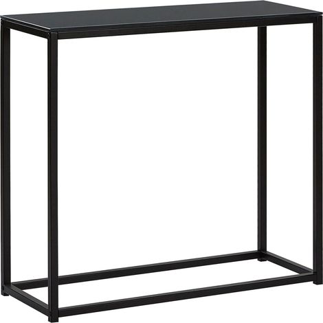 Consola de vidrio templado negro 80 x 30 cm efecto cemento base de metal Dorris (1/5)
