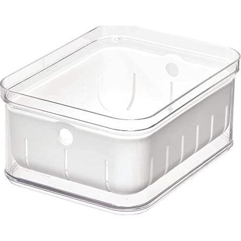 iDesign Organizer Cucina con Rastrelliera per Frutta, Box Frigo in Plastica Priva di BPA, Contenitore Verdura e Alimenti, Trasparente, 21.1 cm x 16.1 cm x 9.9 cm (1/4)