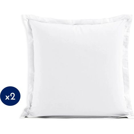 Lot de 2 taies carrées coton 57 fils Blanc 63x63 cm