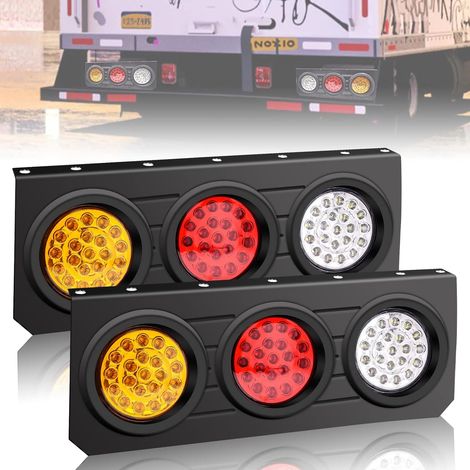 3 rond LED Feu arrière Triple lumières 24 V Lampes pour Camion Remorque, Feux Arrière Bar Kit pour camion, remorque, caravane, camping-car, ramassage, 2Pcs (1/5)