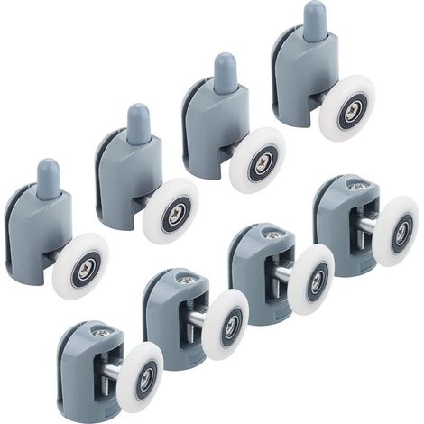 Roulette Porte Coulissante Douche 8 Pièces Roulettes pour 23mm Galets Roulettes Cabine de Douche pour Salle de Bain, 4 Supérieures et 4 Inférieures (1/4)