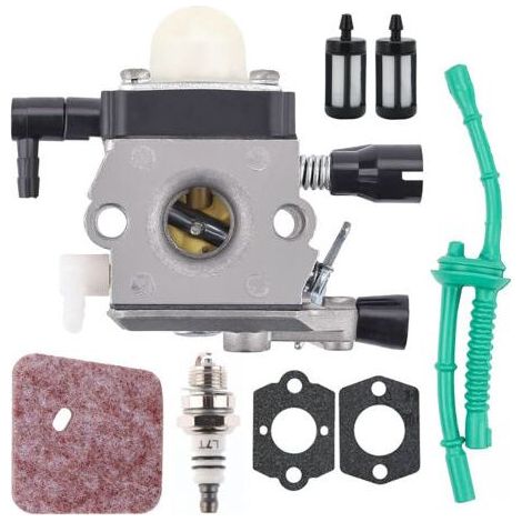 Kit Carburateur pour Stihl FS38 FS45 FS46 FS55 HS45 HK45 KM55 FC55 Débroussailleuse, ADEFOL Carburateur avec Joints + Bougie + Filtre à Air + Filtre Pièces de Rechange Accessoire (1/4)