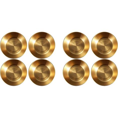 8 pièces inoxydable acier rond petit plat Golden Sauce Seasoning plat maison Restaurant cuisine Soy Sauce plat (1/5)