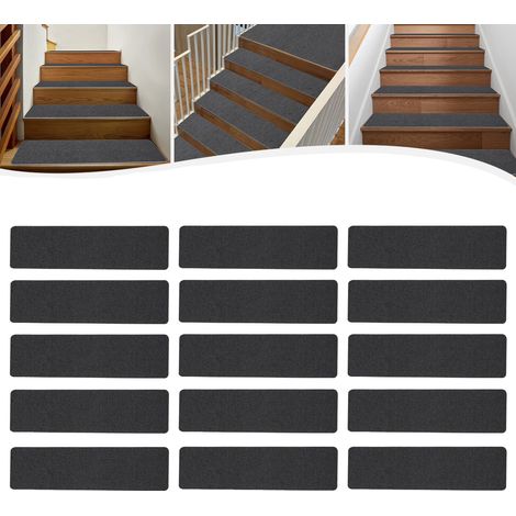 Peldaños antideslizantes para escaleras, alfombrillas de seguridad, fácil instalación, color gris. (1/5)