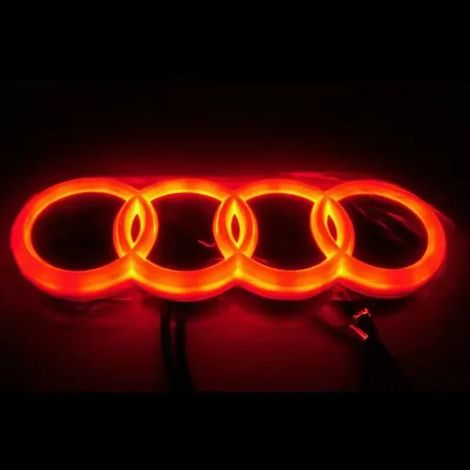 (Feu rouge, noir statique) 2026 1 pièce - Logo lumineux de calandre avant compatible avec AUDI A3 A4 A5 A6 A7 A8 S3 S4 S5 S6 S7 Q3 Q5 Q7 - Autocollant LED 4D - Logo lumineux avant de voiture