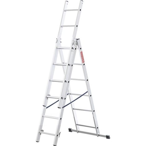 Baulich – Échelle multifonction en aluminium 3x6 marches – Hauteur de travail 3,98m – Charge maximale 150kg – Norme EN 131 – Certificat TÜV - 3-en-1